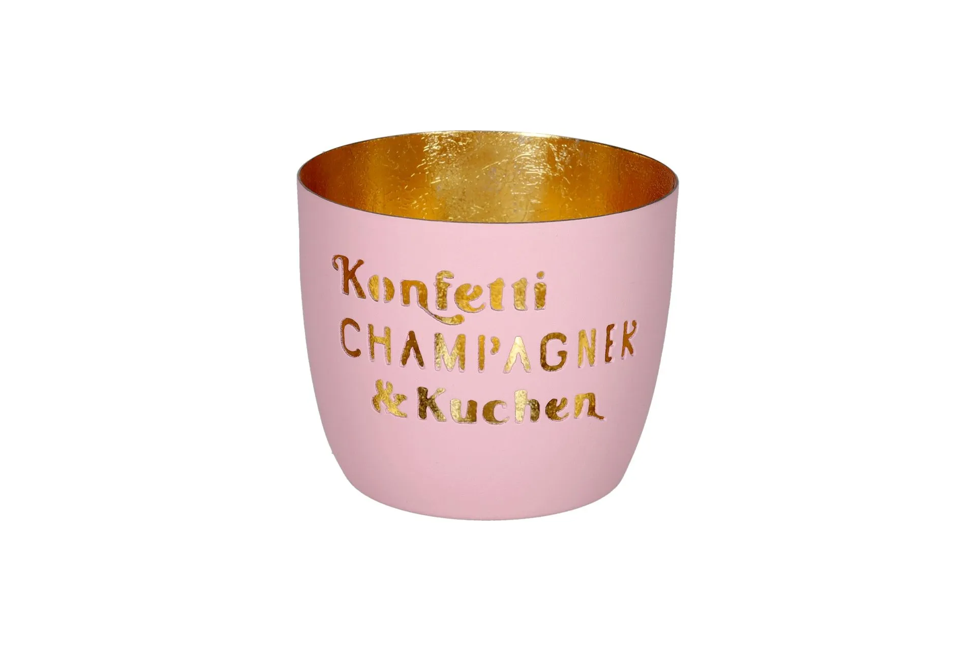 Metall Windlicht Madras „Konfetti, Champagner & Kuchen“